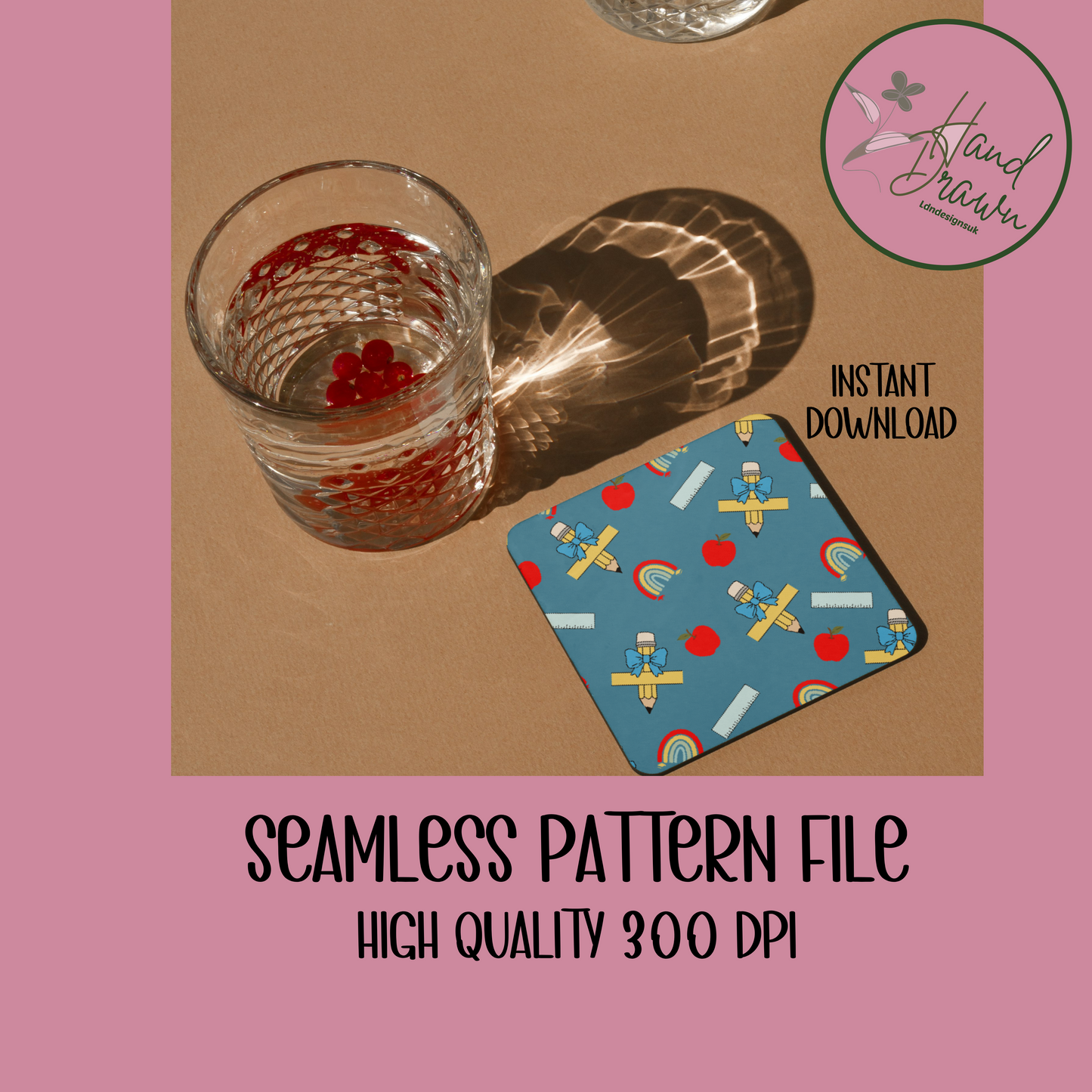 Blue Teacher seamless pattern PNG DOWNLOAD