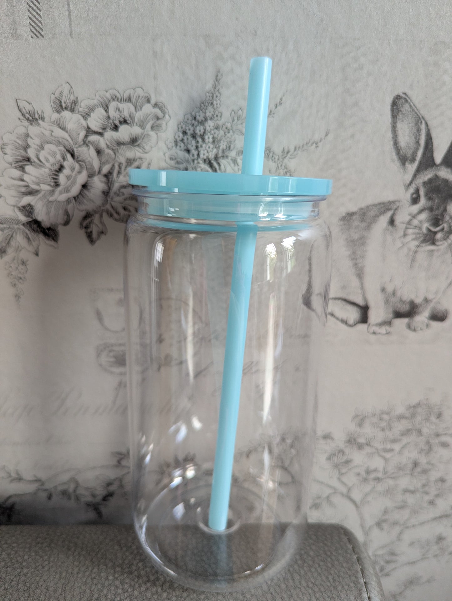 16oz Clear Blue Plastic Libbey Can Cups