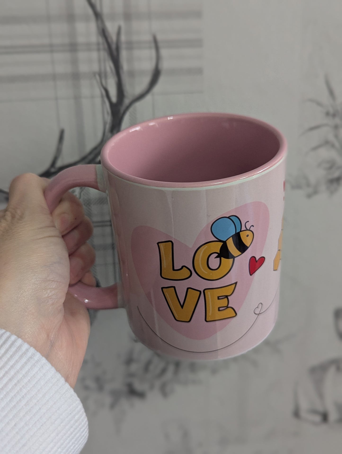 Pink handled sublimation mug