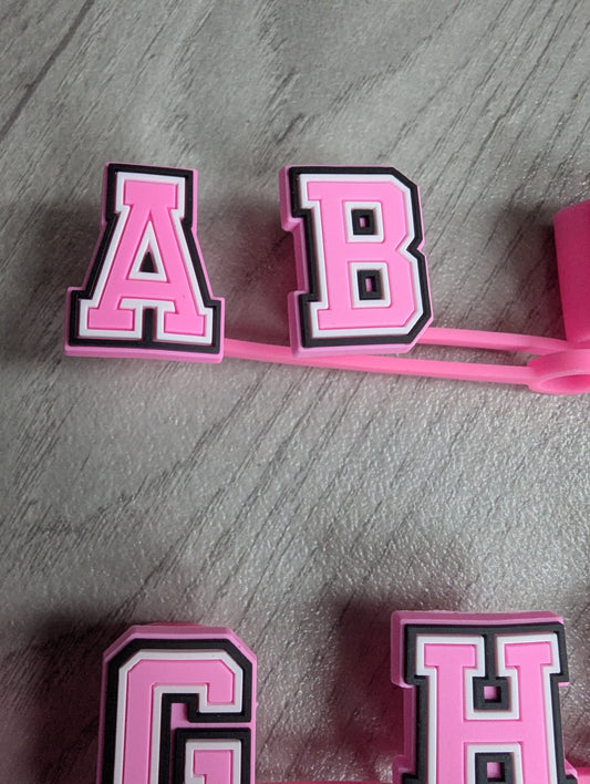 1 x Straw Topper - pink alphabet