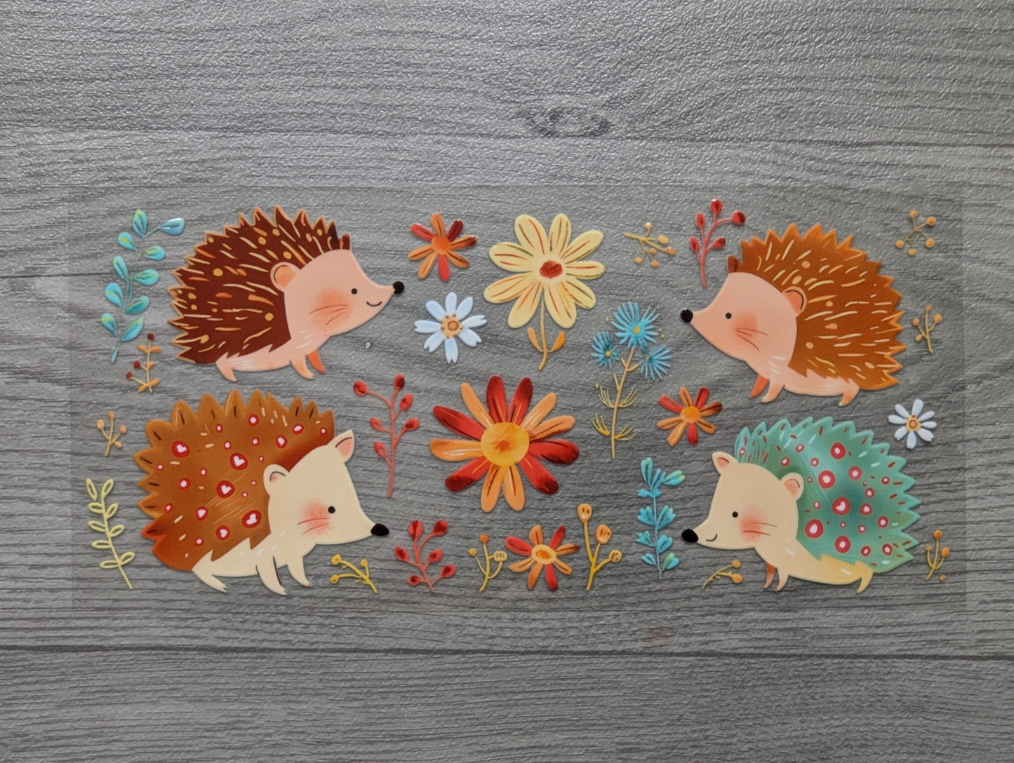 16oz straight UVDTF - hedgehogs