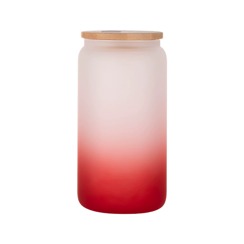 16oz Frosted Gradient bamboo Glass