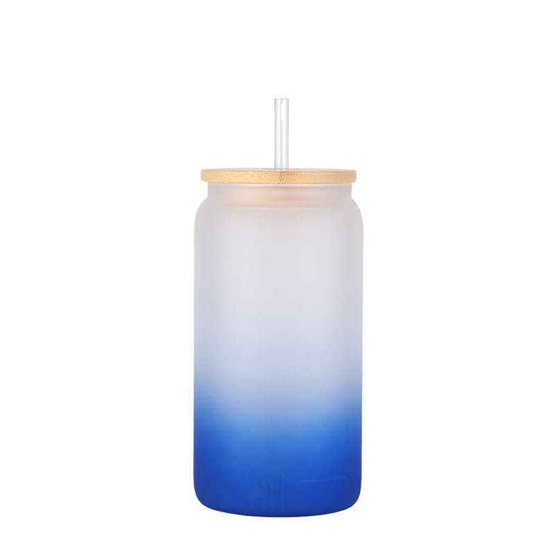 16oz Frosted Gradient bamboo Glass