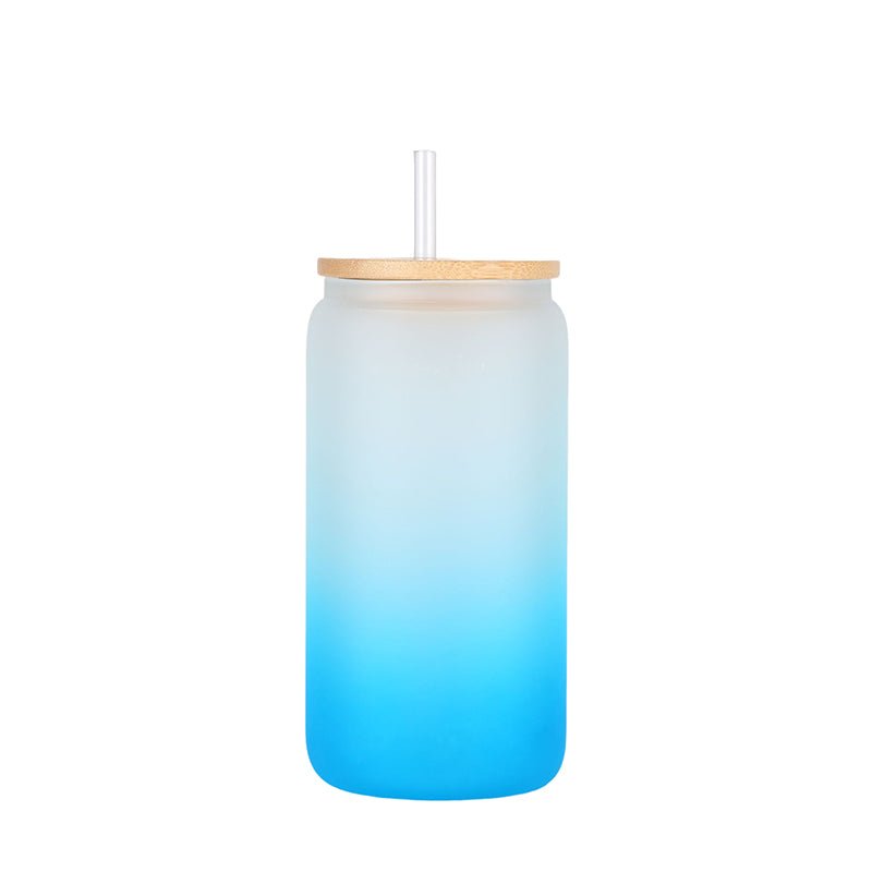 16oz Frosted Gradient bamboo Glass