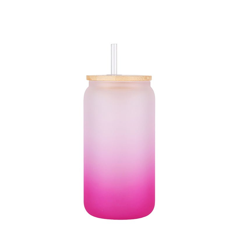 16oz Frosted Gradient bamboo Glass