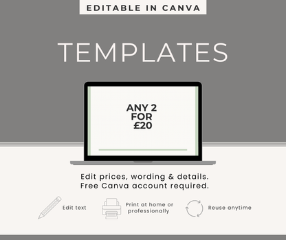 EDITABLE CRAFT FAIR SIGN TEMPLATES FOR CANVA | 15 MARKET & PRICE SIGNS