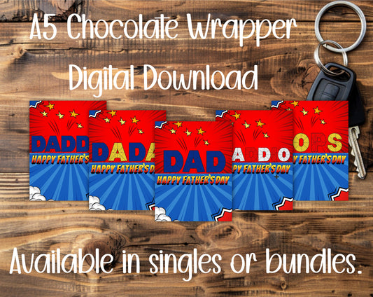 FATHER'S DAY HEROES A5 CHOCOLATE WRAPPER BUNDLE - DIGITAL DOWNLOAD