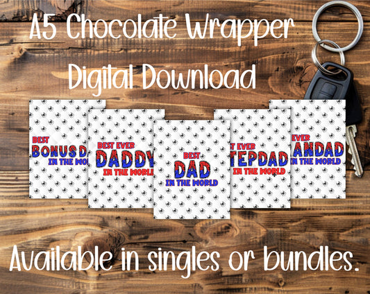 FATHER'S DAY SPIDER A5 CHOCOLATE WRAPPERS BUNDLE - DIGITAL DOWNLOAD
