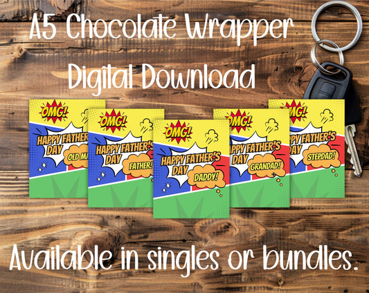 FATHER'S DAY A5 CHOCOLATE WRAPPERS BUNDLE - DIGITAL DOWNLOAD