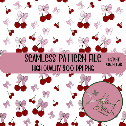 Bows Meet Cherries Seamless Files PNG Download