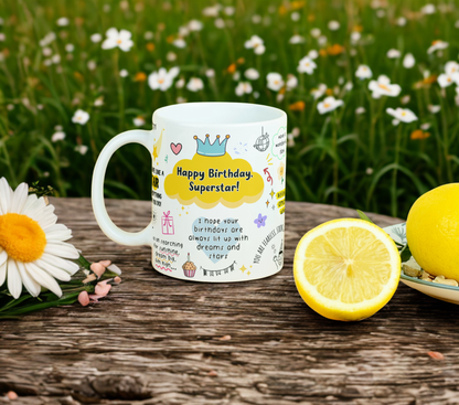 Happy Birthday Superstar MUG SUBLIMATION PRINT