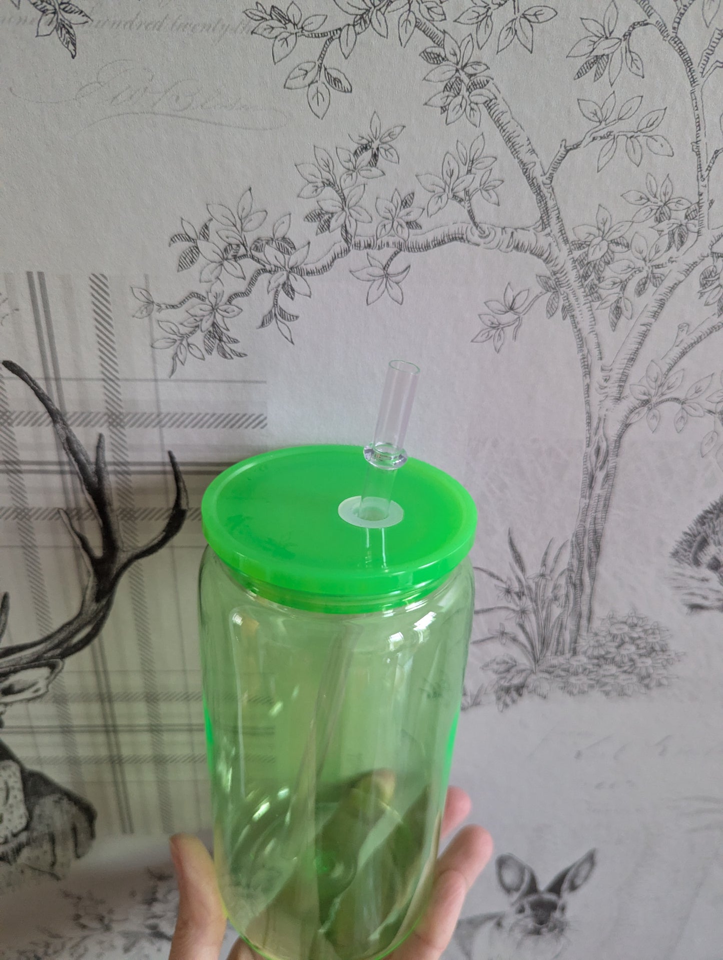 16oz NEON TRANSPARENT GREEN Plastic Libbey Can Cups