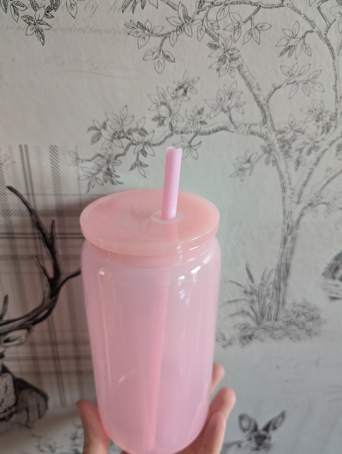 16oz FULL JELLY PINK Plastic Libbey Can Cups