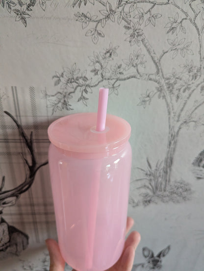16oz FULL JELLY PINK Plastic Libbey Can Cups