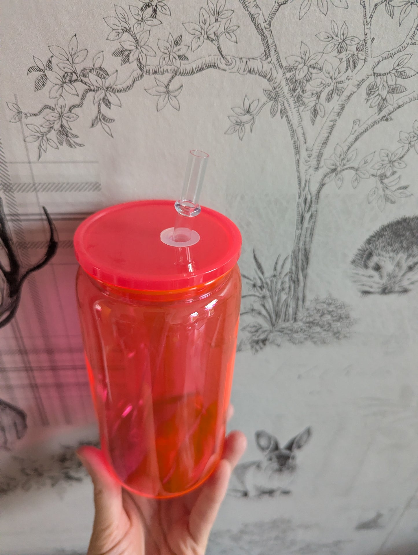 16oz NEON RED Plastic Libbey Can Cups