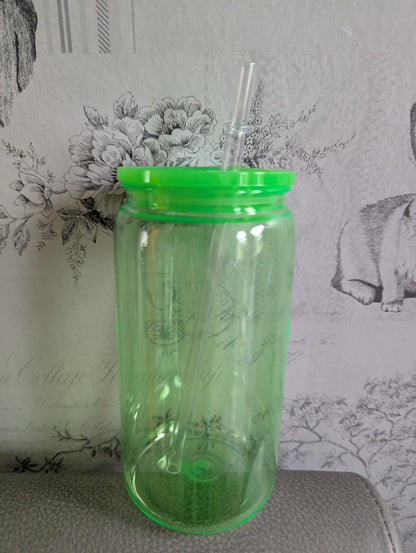 16oz NEON TRANSPARENT GREEN Plastic Libbey Can Cups