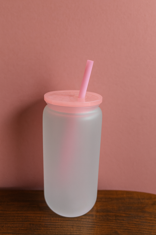 16oz FROSTED LIGHT PINK Plastic Libbey Can Cups