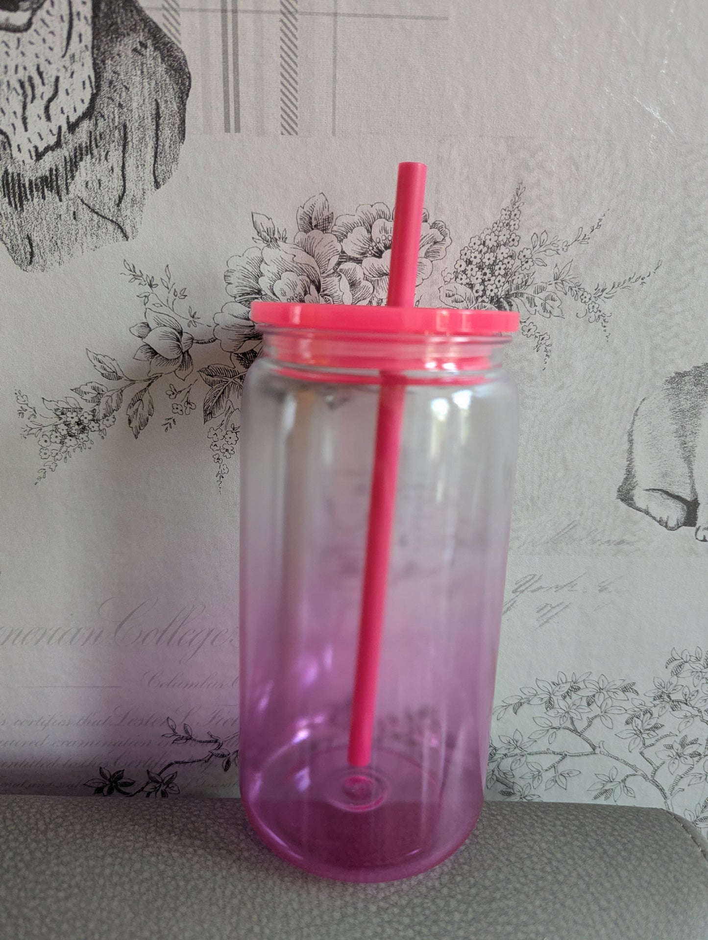 16oz Ombre Hot Pink Plastic Libbey Can Cups