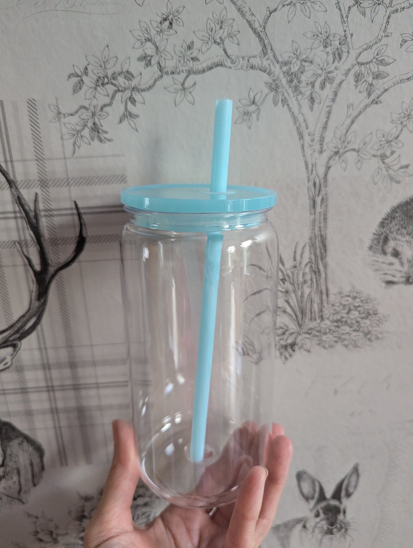 16oz Clear Blue Plastic Libbey Can Cups