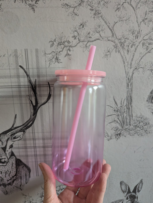 16oz Ombre Light Pink Plastic Libbey Can Cups