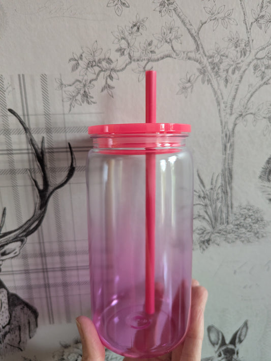 16oz Ombre Hot Pink Plastic Libbey Can Cups
