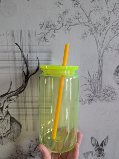 16oz NEON TRANSPARENT YELLOW Plastic Libbey Can Cups