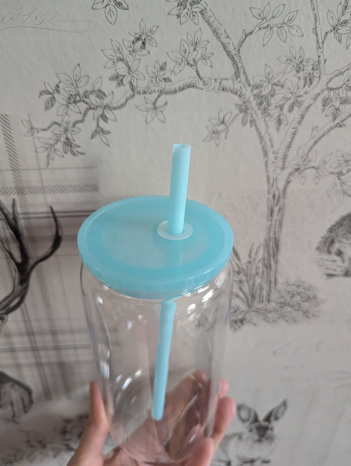 16oz Clear Blue Plastic Libbey Can Cups