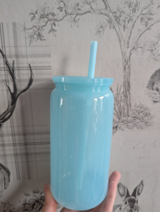 16oz FULL JELLY LIGHT BLUE Plastic Libbey Can Cups
