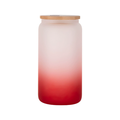 16oz Frosted Gradient bamboo Glass