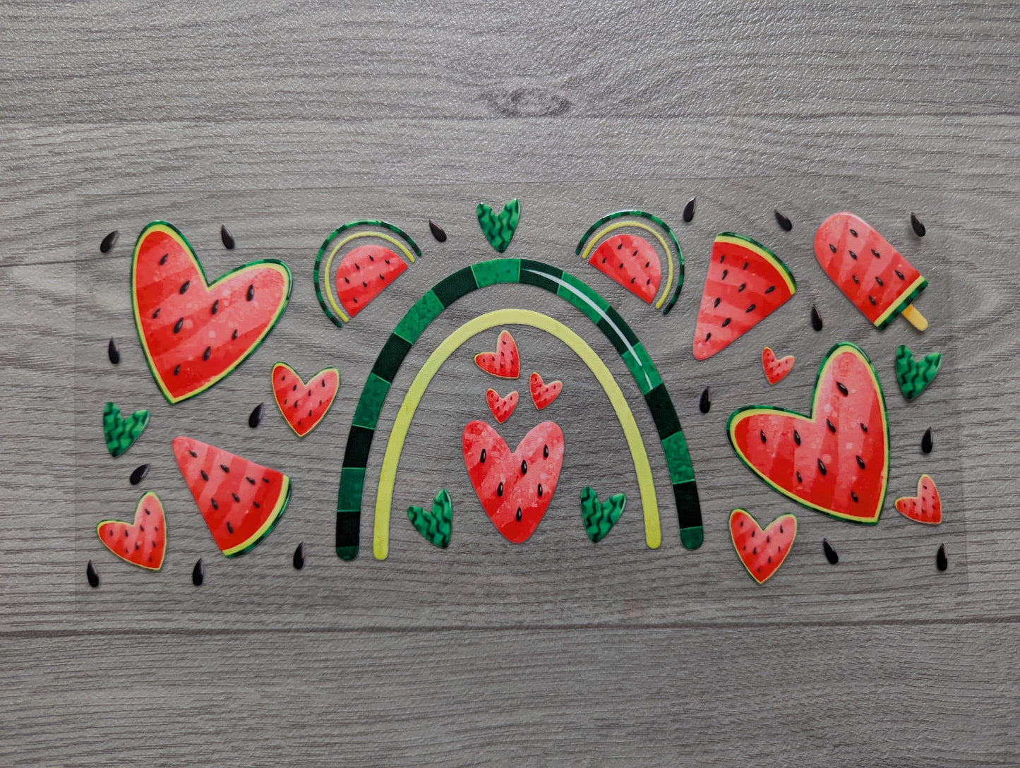 16oz straight UVDTF - watermelon hearts