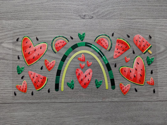 16oz straight UVDTF - watermelon hearts
