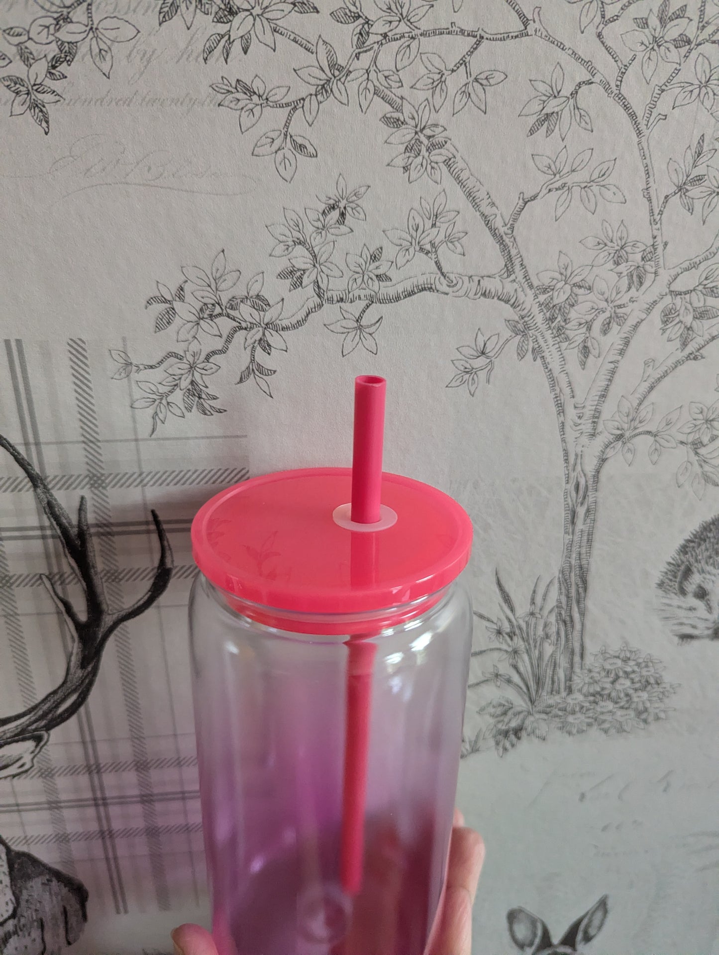 16oz Ombre Hot Pink Plastic Libbey Can Cups
