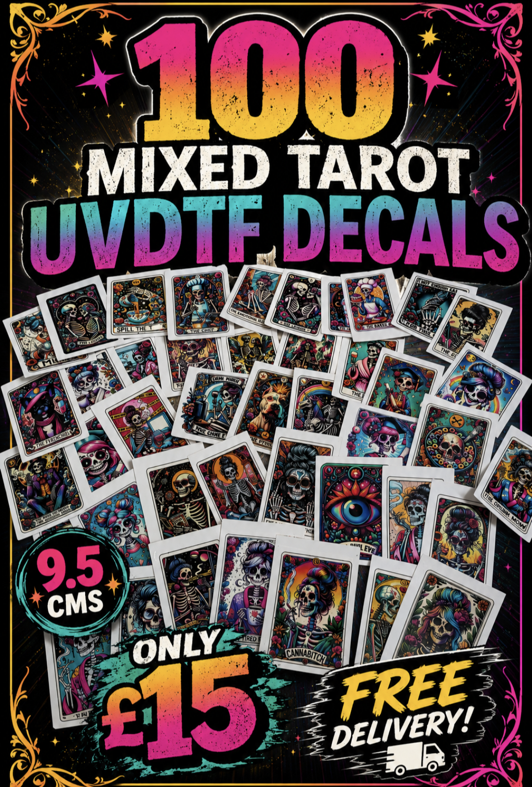 100 x Tarot decal UVDTF
