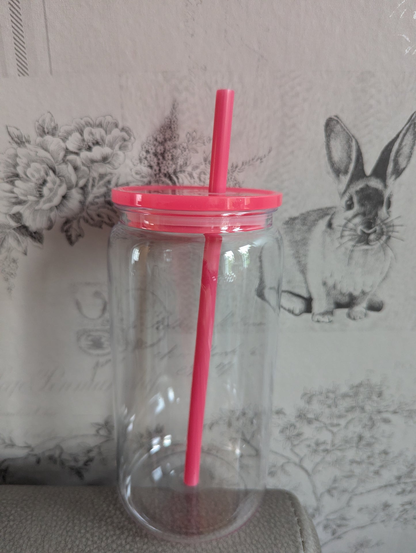 16oz Clear Hot Pink Plastic Libbey Can Cups