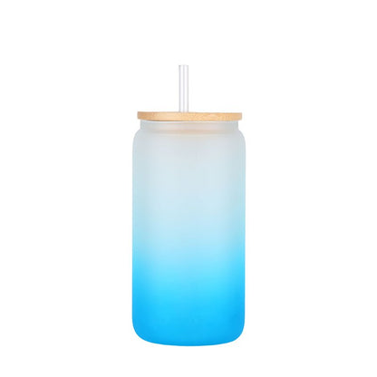 16oz Frosted Gradient bamboo Glass