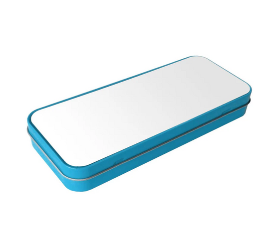 Blue Sublimation pencil case tin