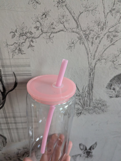 16oz Clear Light Pink Plastic Libbey Can Cups