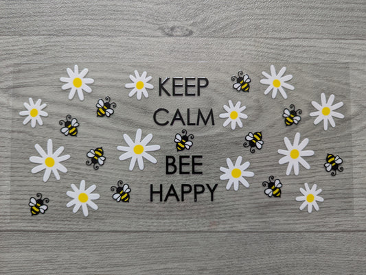 16oz straight UVDTF - bee happy