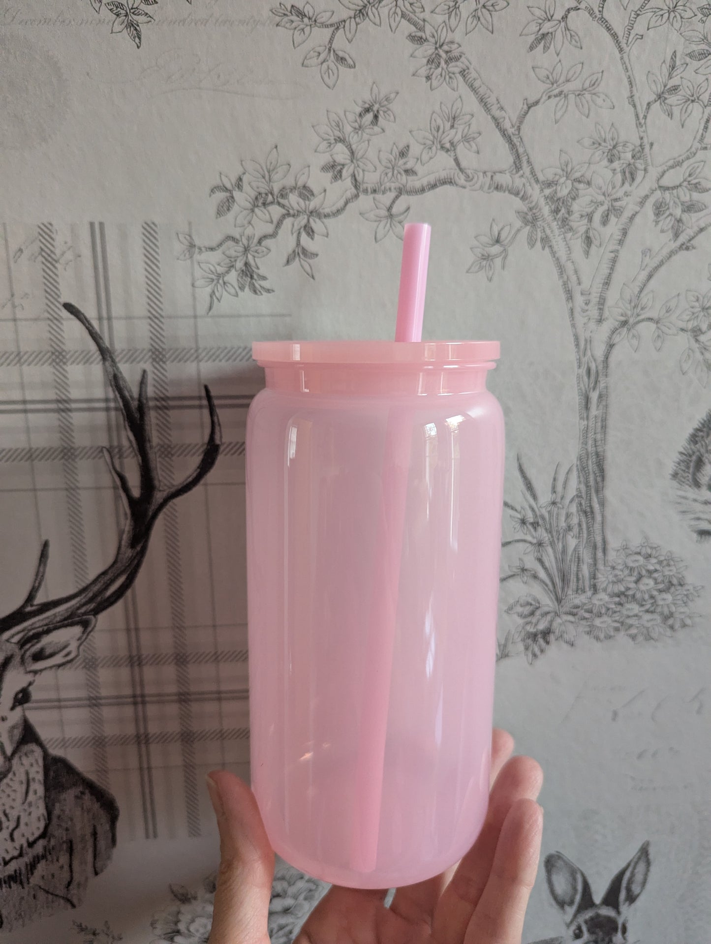 16oz FULL JELLY PINK Plastic Libbey Can Cups