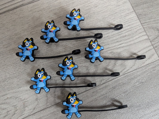 1 x Straw Topper - blue dog