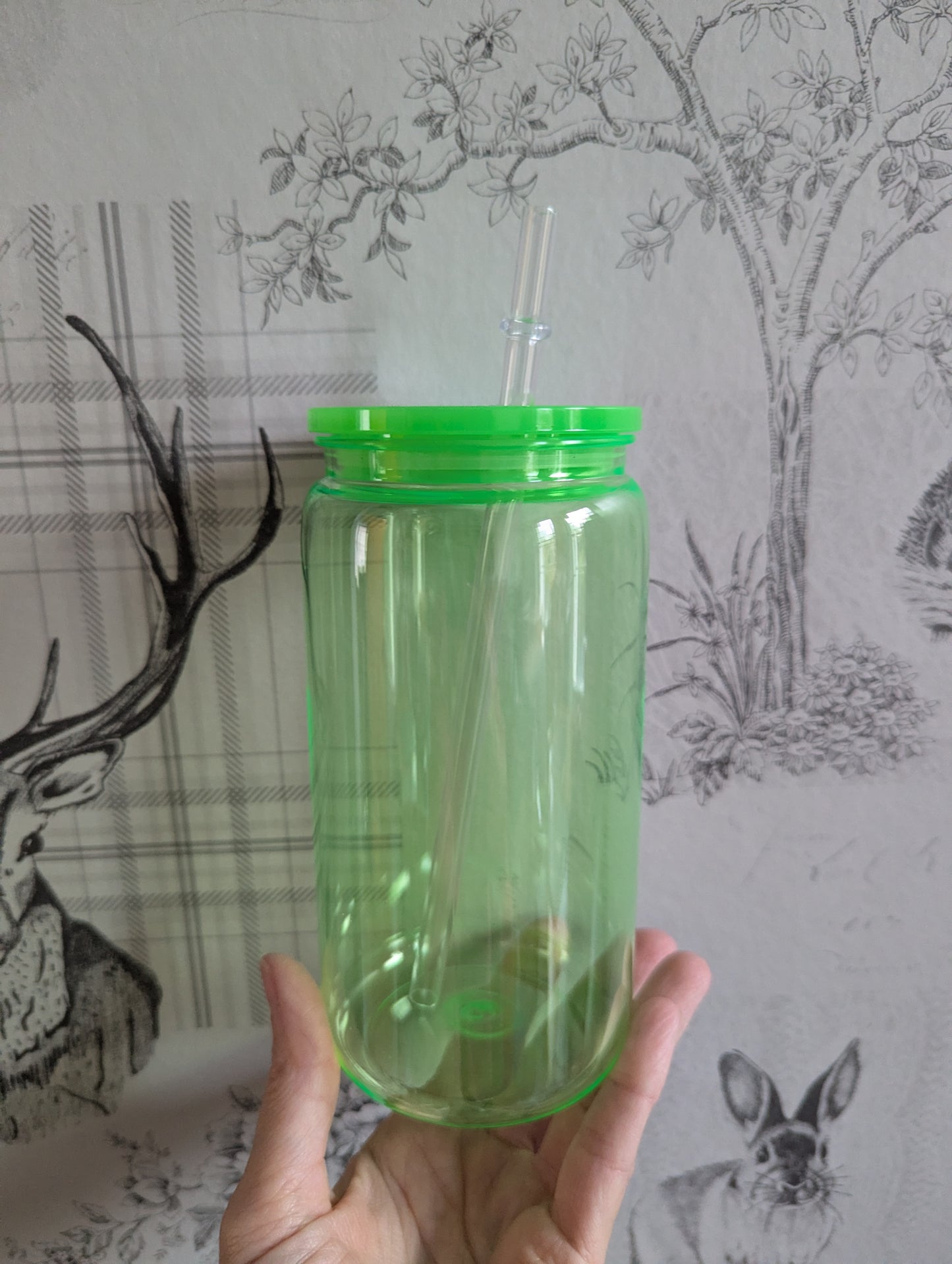 16oz NEON TRANSPARENT GREEN Plastic Libbey Can Cups