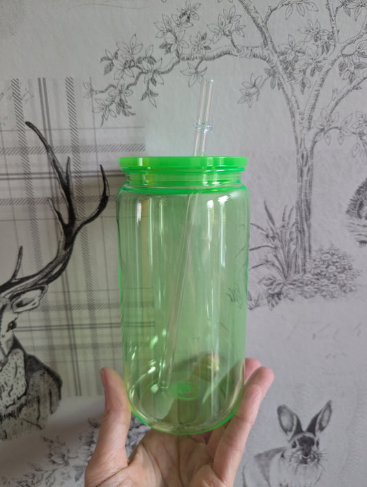 16oz NEON TRANSPARENT GREEN Plastic Libbey Can Cups