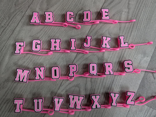 1 x Straw Topper - pink alphabet