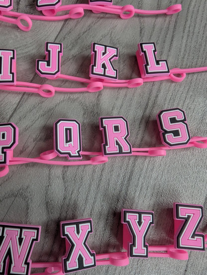 1 x Straw Topper - pink alphabet