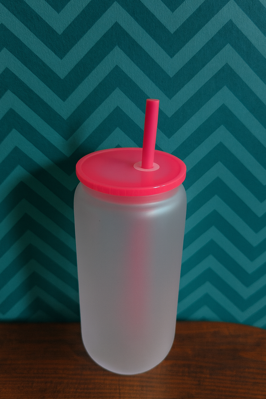 16oz FROSTED HOT PINK Plastic Libbey Can Cups