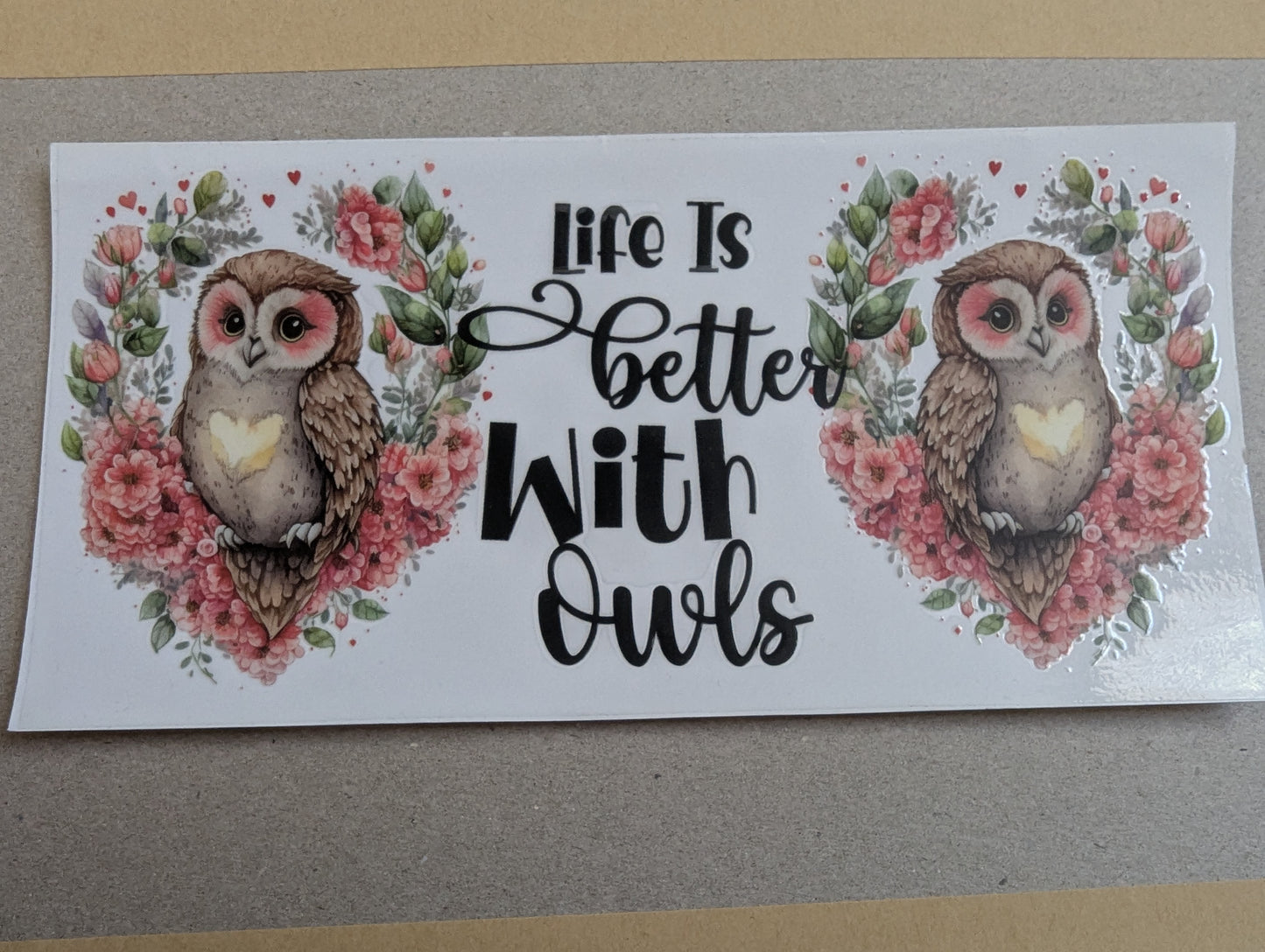 16oz straight UVDTF - owls