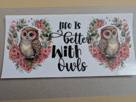 16oz straight UVDTF - owls