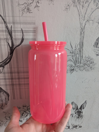 16oz NEON PINK Plastic Libbey Can Cups