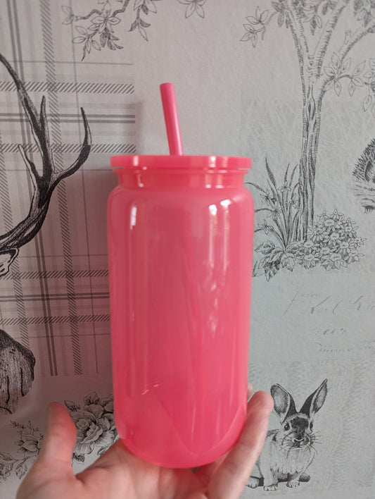 16oz NEON PINK Plastic Libbey Can Cups