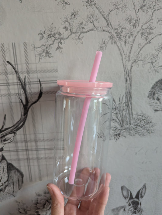 16oz Clear Light Pink Plastic Libbey Can Cups